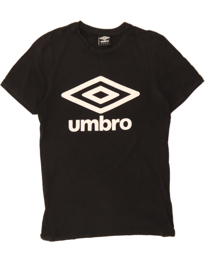 UMBRO Mens Graphic T-Shirt Top Small Black Cotton Vintage Umbro and Second-Hand Umbro from Messina Hembry 