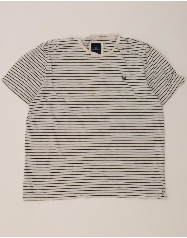 Crew Clothing T-Shirt Homme Top 2XL Coton Rayé Blanc