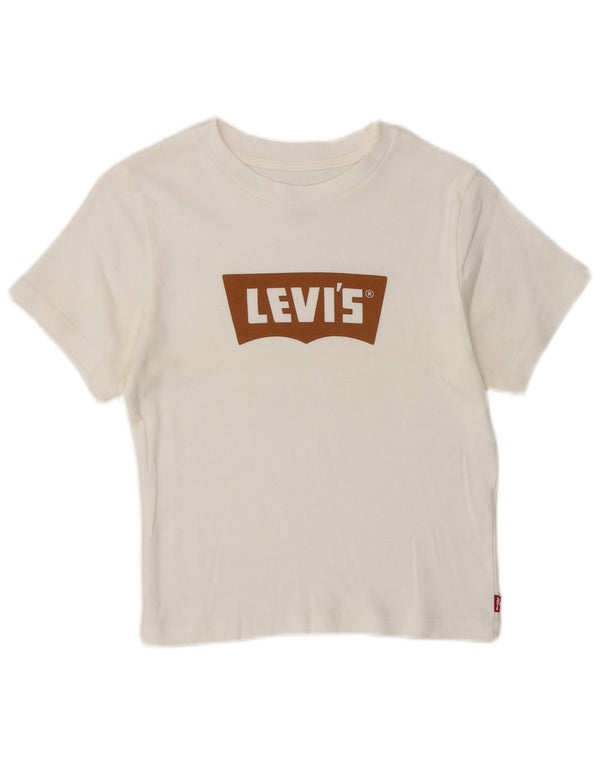 Levi's T-Shirt Crop Graphique Femme UK 8 Small Blanc