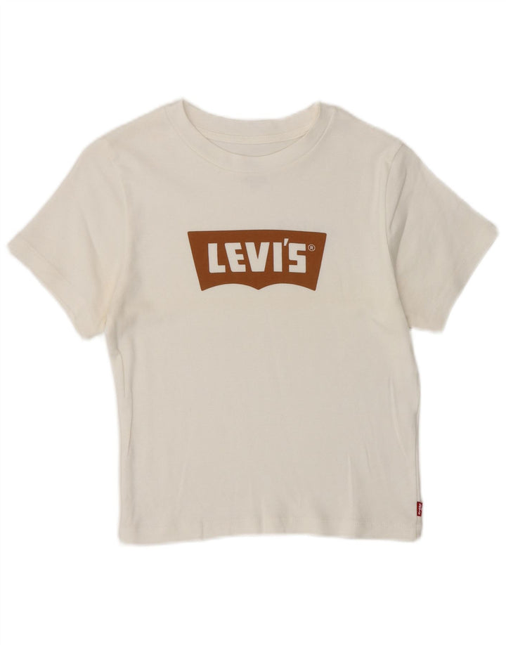Levi's T-Shirt Crop Graphique Femme UK 8 Small Blanc