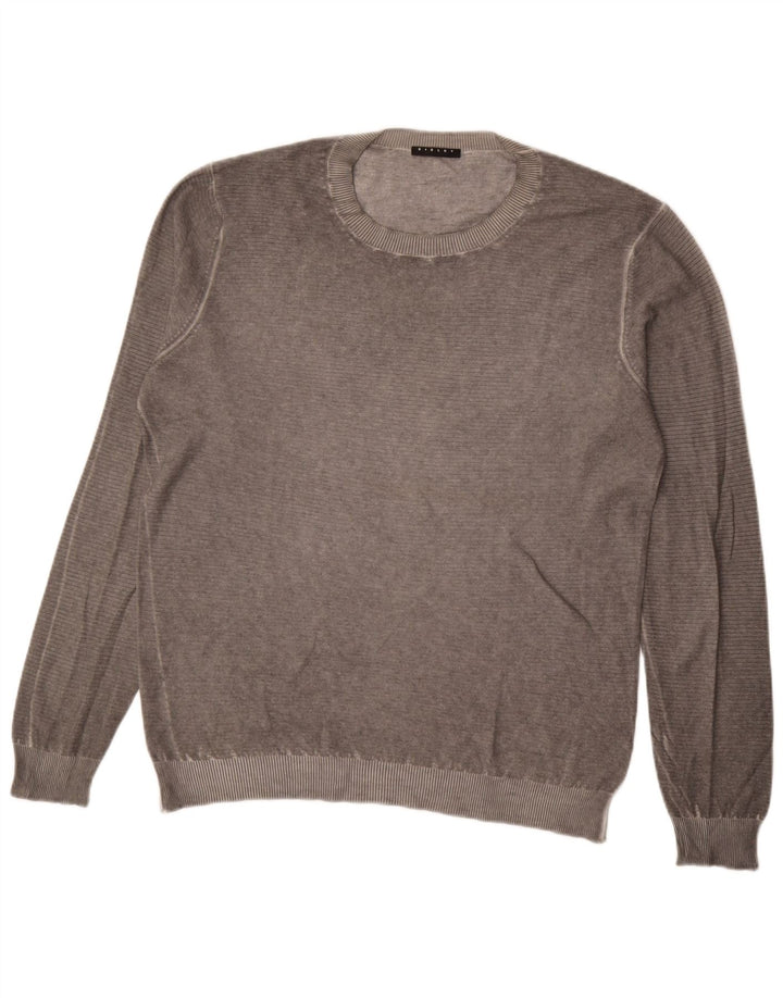 Sisley Pull Col Ras Du Cou Large Gris Homme