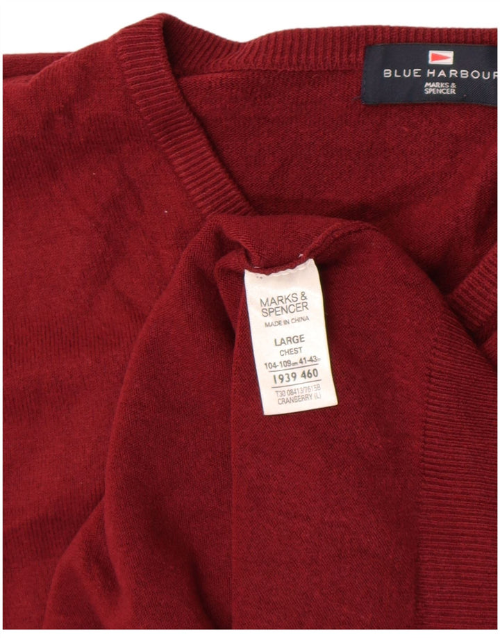 Marks & Spencer Pull col V pour homme en acrylique rouge Taille L