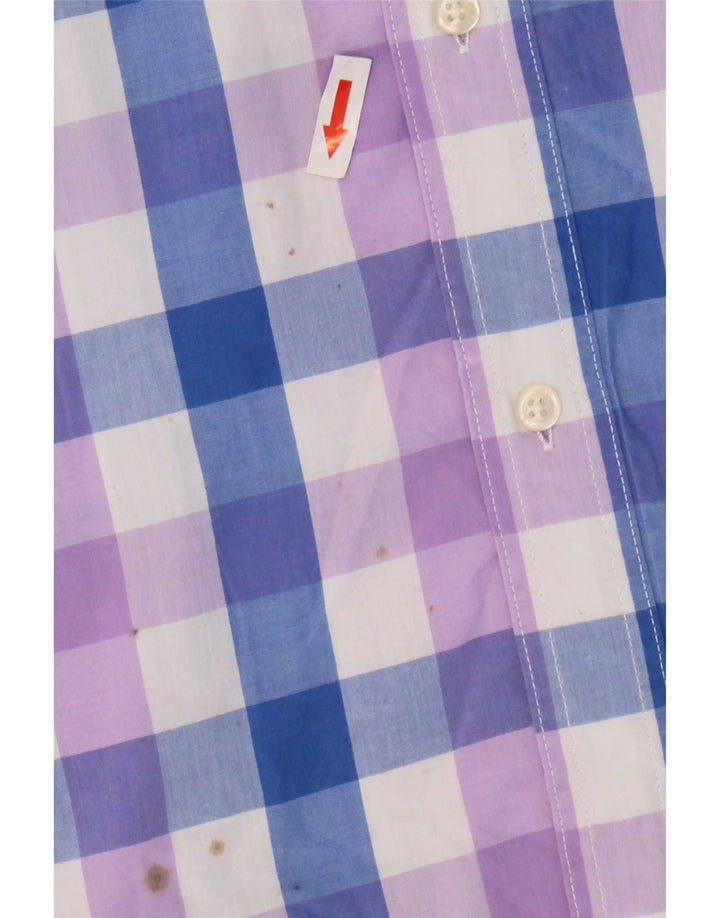 Chaps Chemise à manches courtes pour homme facile d'entretien 2XL en coton vichy bleu