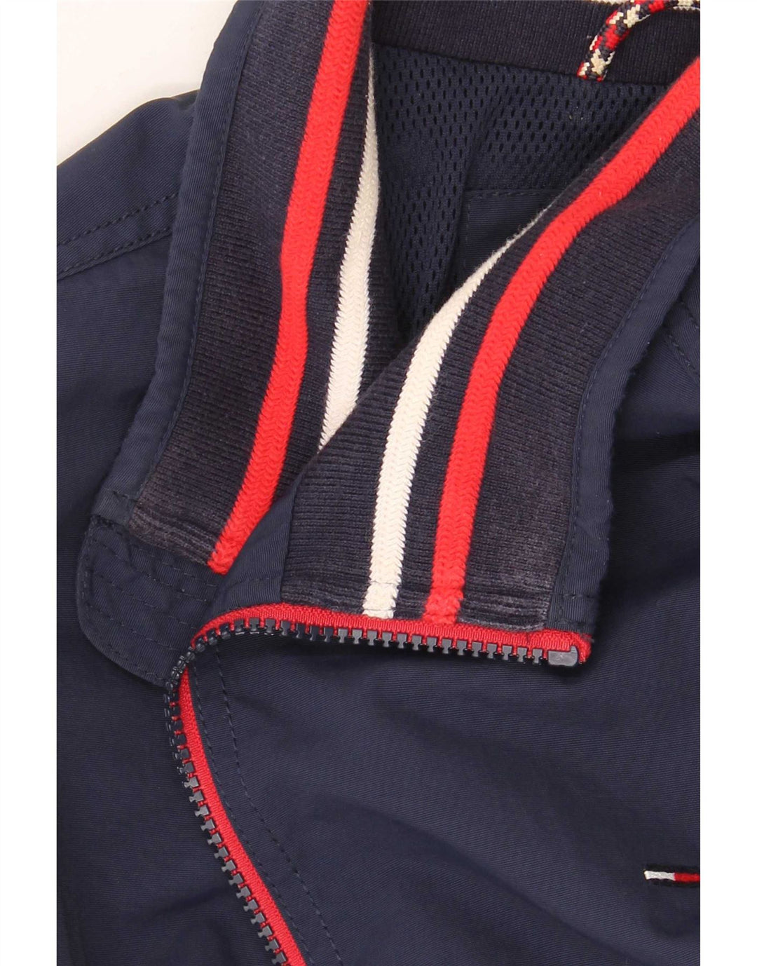Tommy Hilfiger Veste Bomber Homme UK 38 Medium Bleu Marine Rayé Polyamide