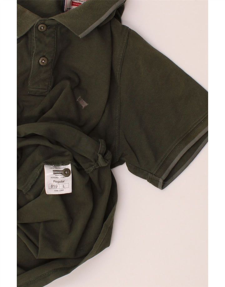 CARRERA Mens Polo Shirt Large Green Cotton Vintage Carrera and Second-Hand Carrera from Messina Hembry 