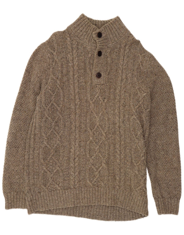 Fat Face Pull col boutonné pour homme XL en laine mouchetée marron