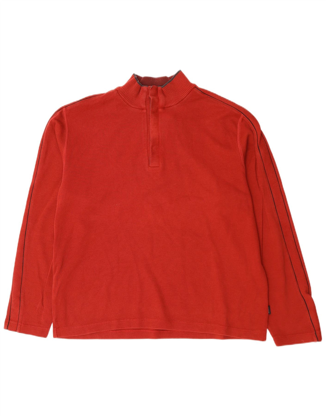 Hugo Boss Hommes Zip Neck Top Manches Longues 2XL Rouge Coton