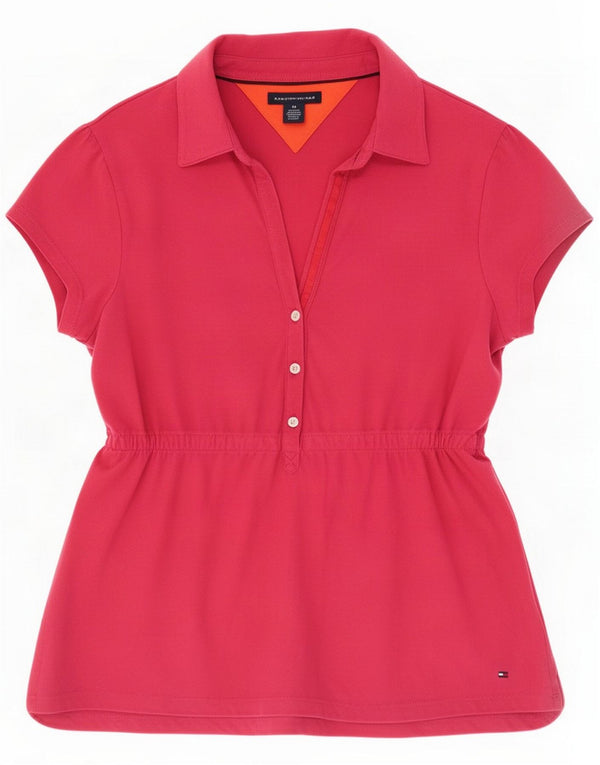 Tommy Hilfiger Polo Femme UK 12 Coton Rose Moyen