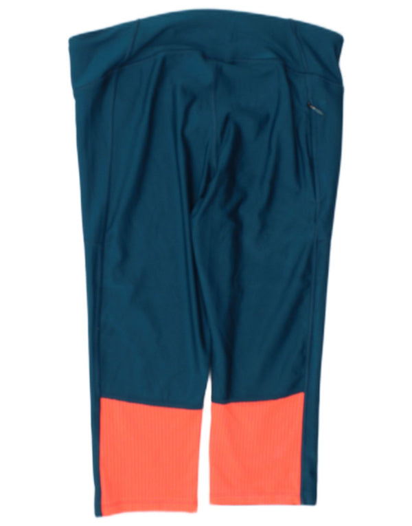 Under Armour Legging Capri Heat Gear pour femme UK 14 Large Bleu Colorblock