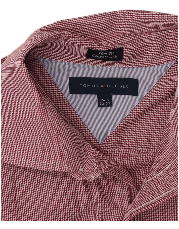 Tommy Hilfiger Chemise slim fit pour homme Taille 15 1/2 Carreau rouge moyen