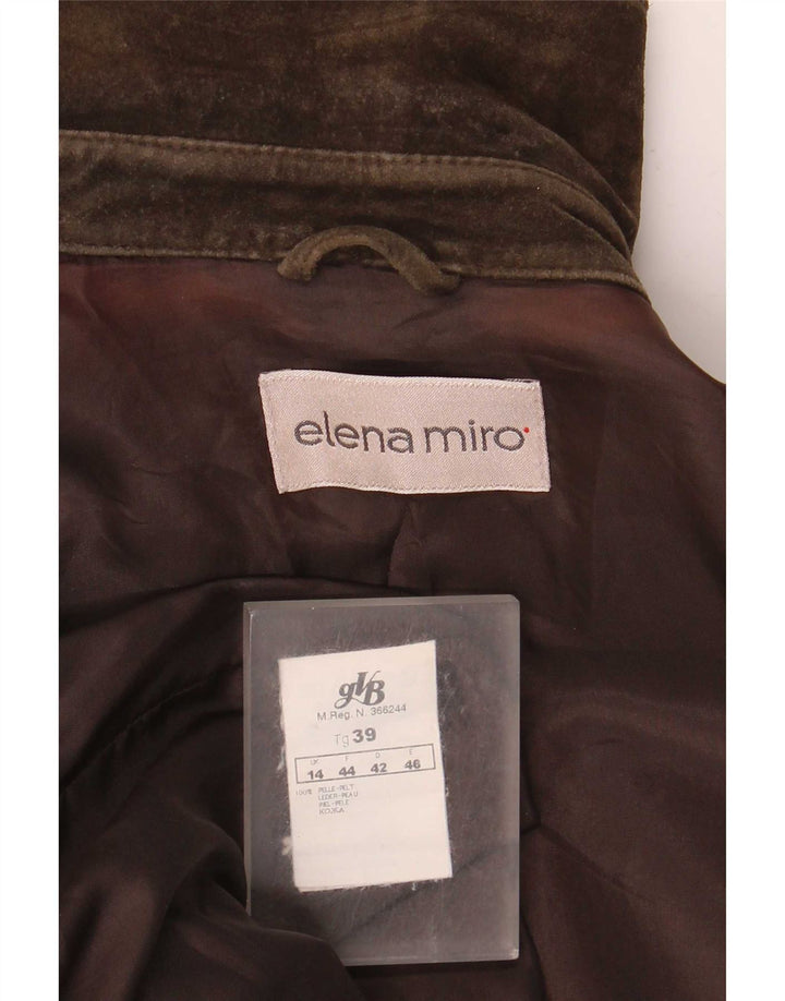 ELENA MIRO Veste en daim surdimensionnée pour femme UK 14 Grand cuir marron