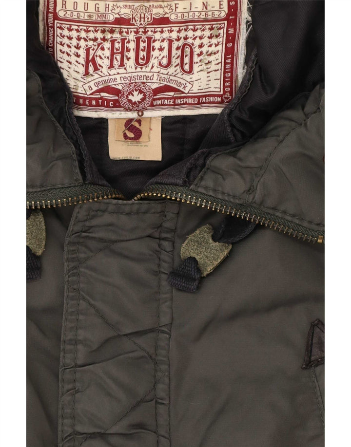 KHUJO Parka à capuche pour homme UK 36 Petit Vert Polyester