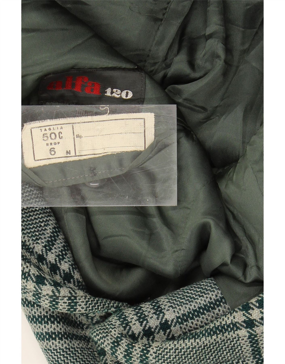 ALFA Mens 2 Button Blazer Jacket IT 50 Large Green Check Vintage Alfa and Second-Hand Alfa from Messina Hembry 