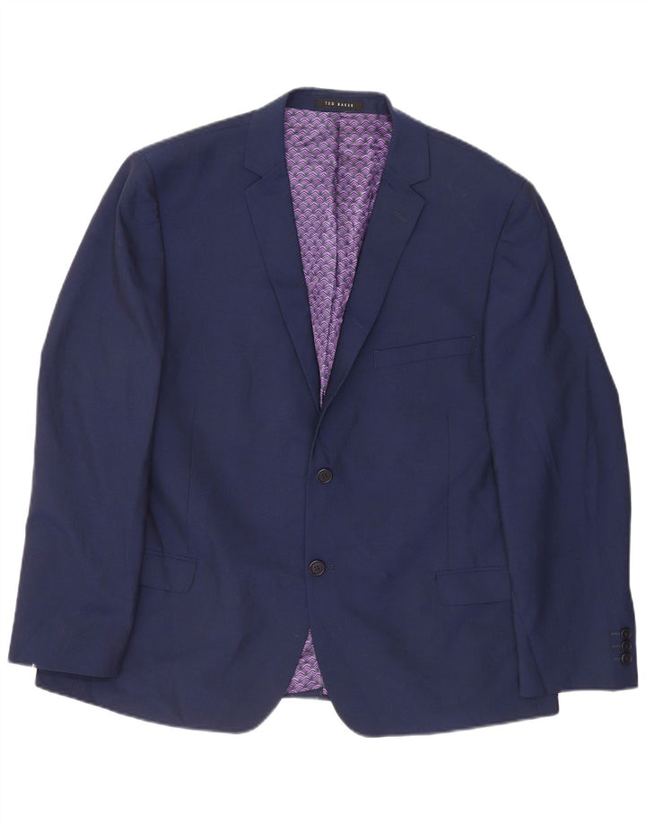 Ted Baker Veste Blazer 2 Boutons Homme UK 46 3XL Bleu Marine Laine