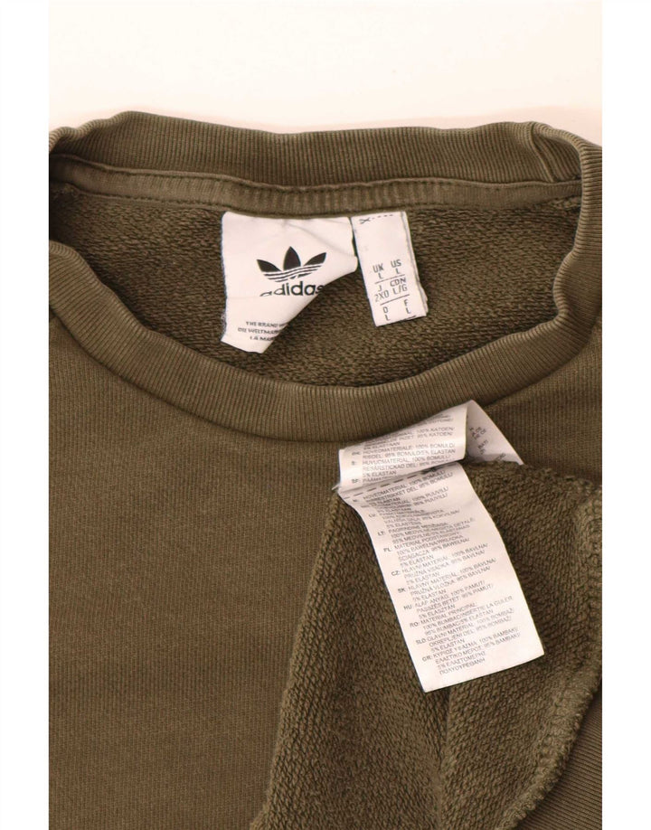 Adidas Sweat-shirt pour homme en coton kaki Taille L