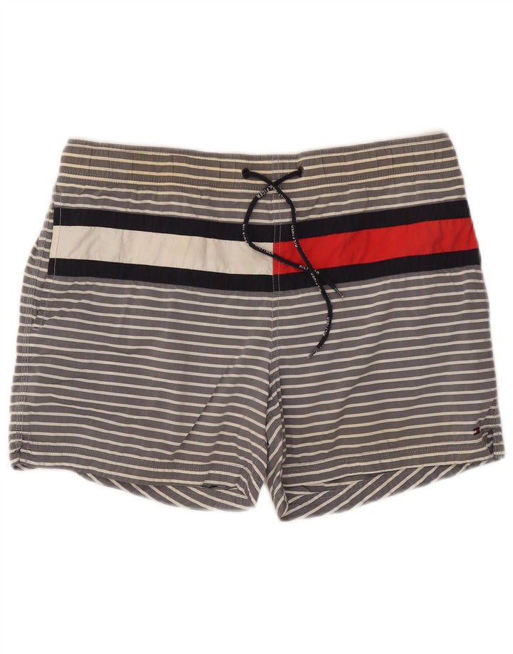 Tommy Hilfiger Short de bain homme grand coton rayé gris