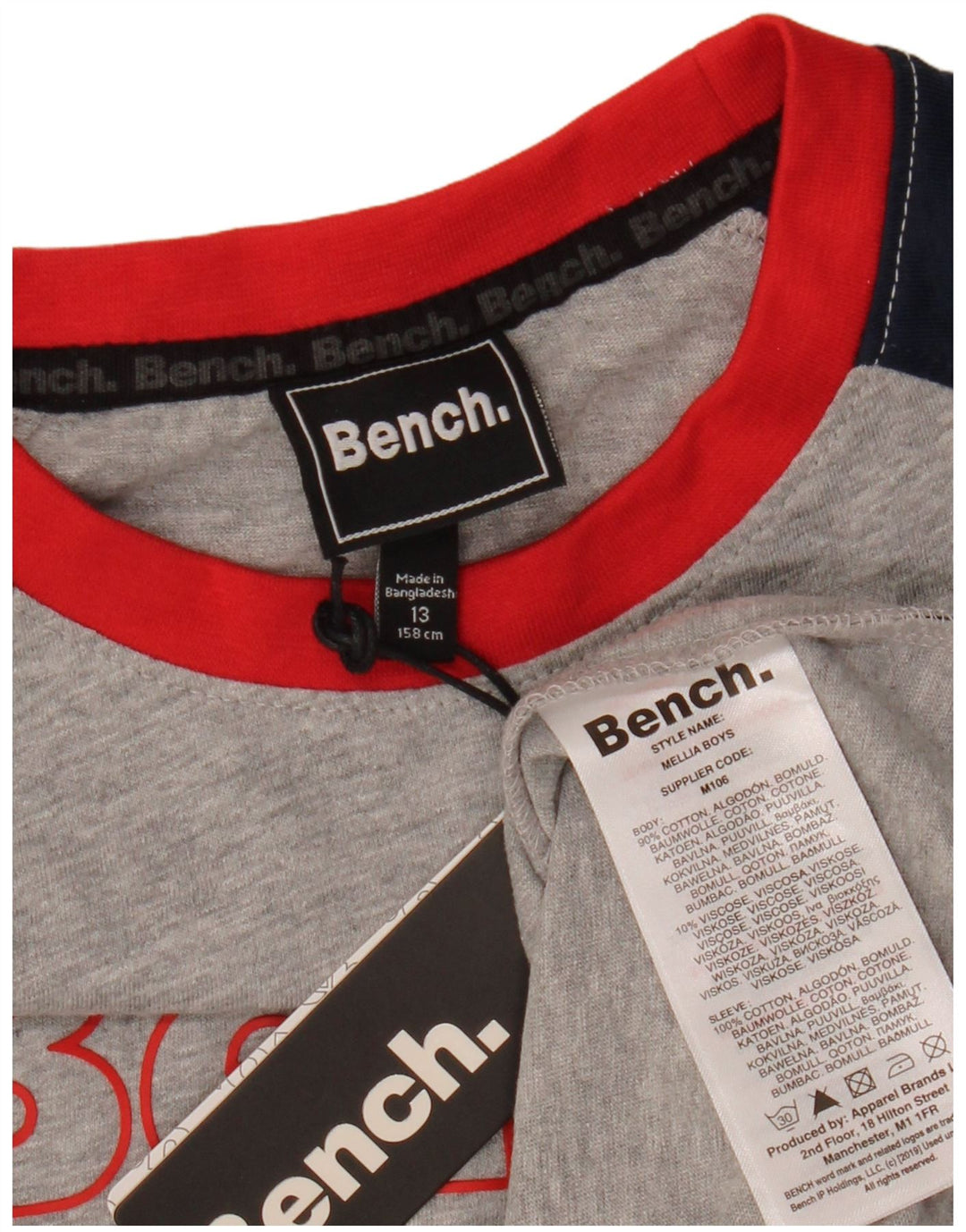 BENCH T-Shirt Graphique Garçon 12-13 ans Gris Colorblock Coton
