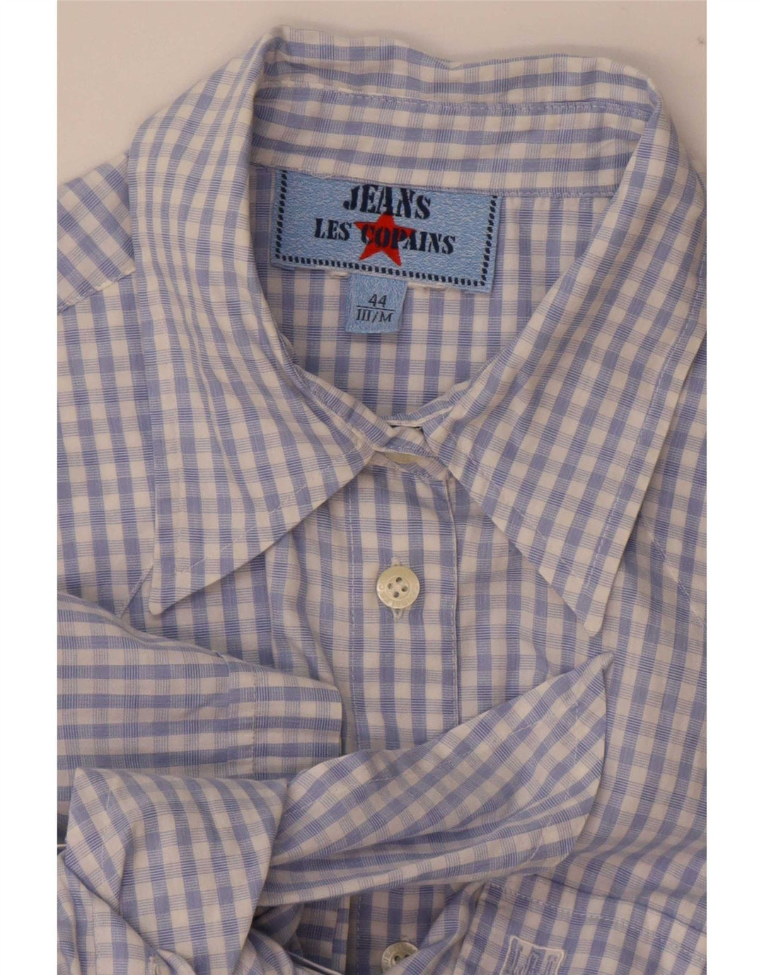 Les Copains Femme Chemise À Manches Courtes Blouse IT 44 Bleu Moyen Vichy