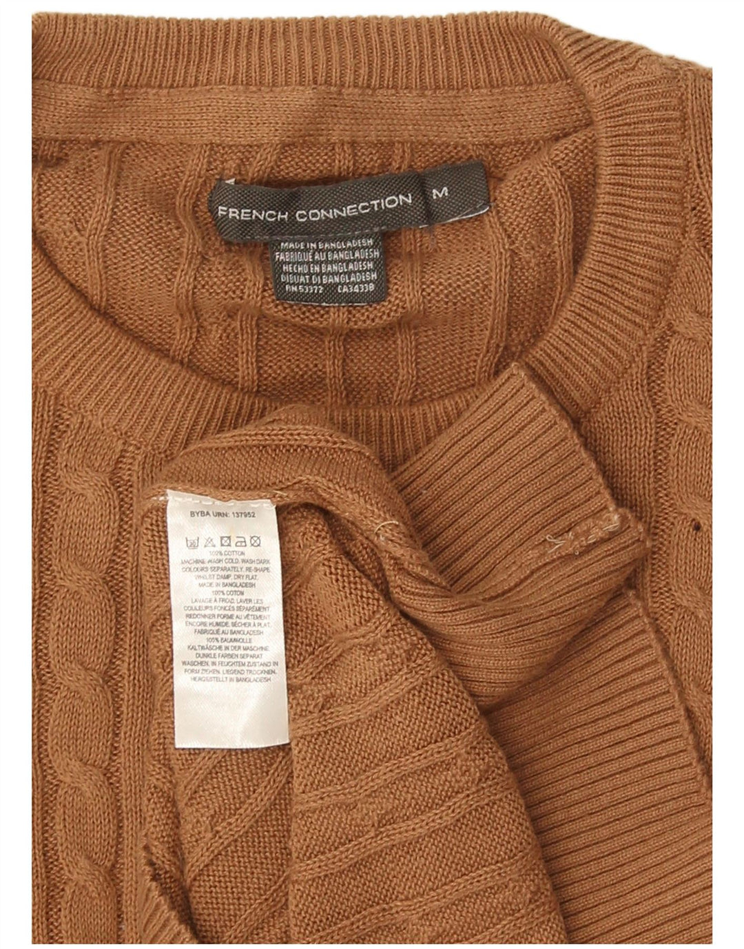 French Connection Pull Col Ras du Cou Homme Marron Moyen Coton