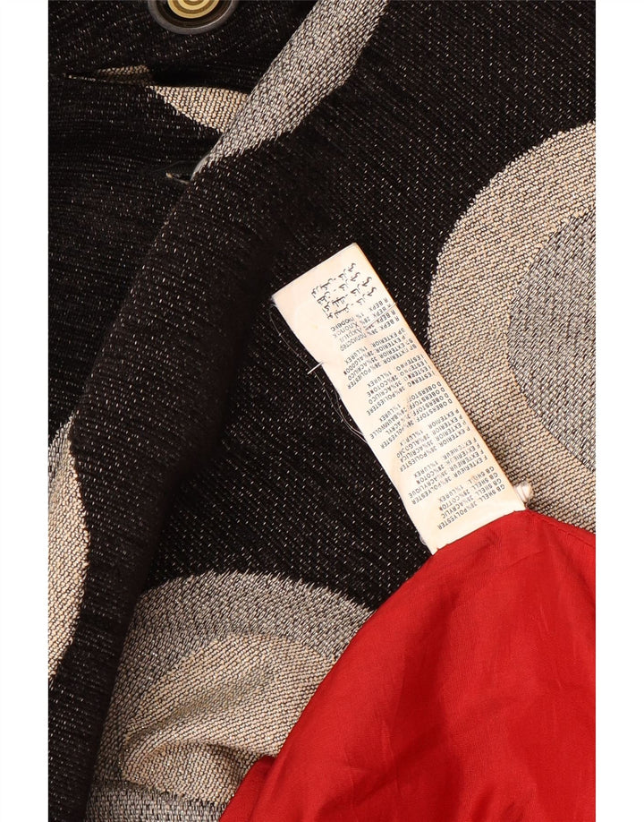 Desigual Manteau Femme EU 38 Moyen Noir Géométrique Polyester