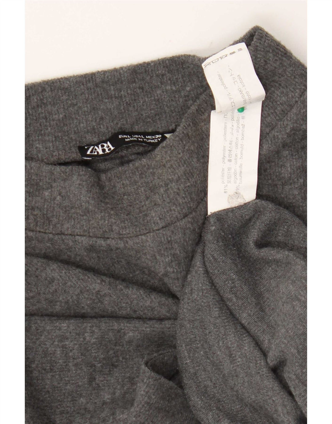 Zara T-Shirt Femme Top UK 14 Large Gris Polyester