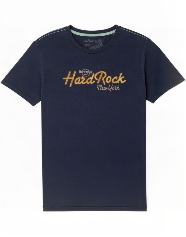 Hard Rock Cafe Hommes New York T-Shirt Graphique Haut Petit Bleu Marine Coton
