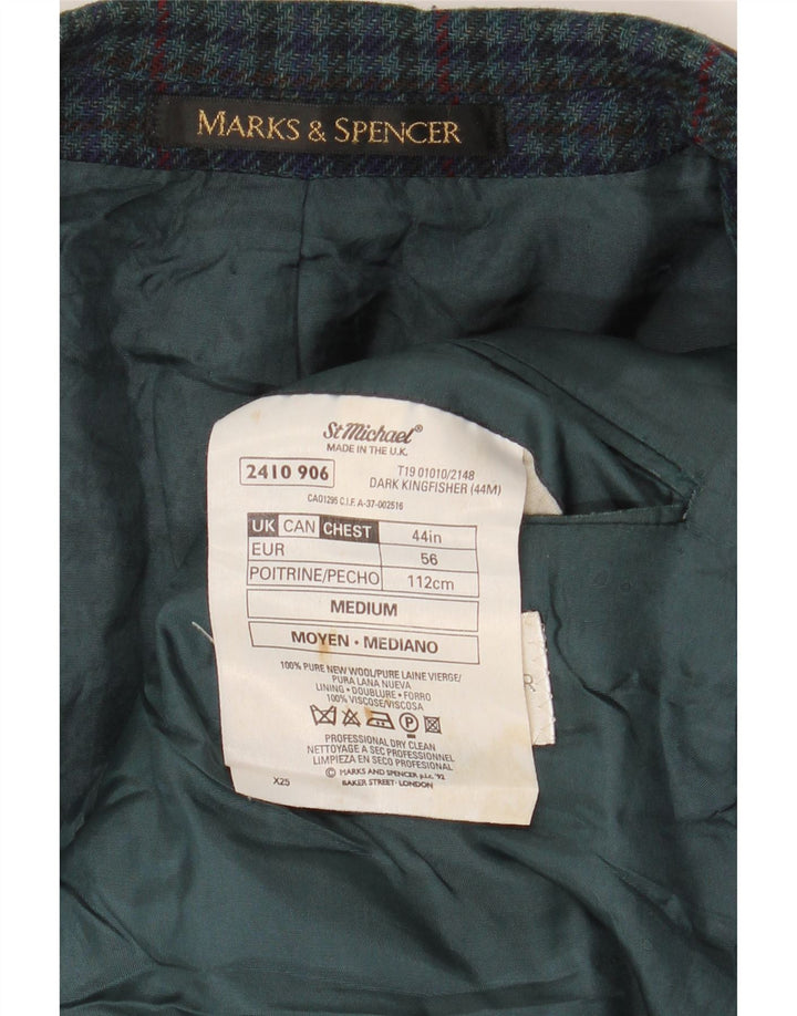 Marks & Spencer Veste blazer St. Michael pour homme UK 44 XL pied-de-poule vert