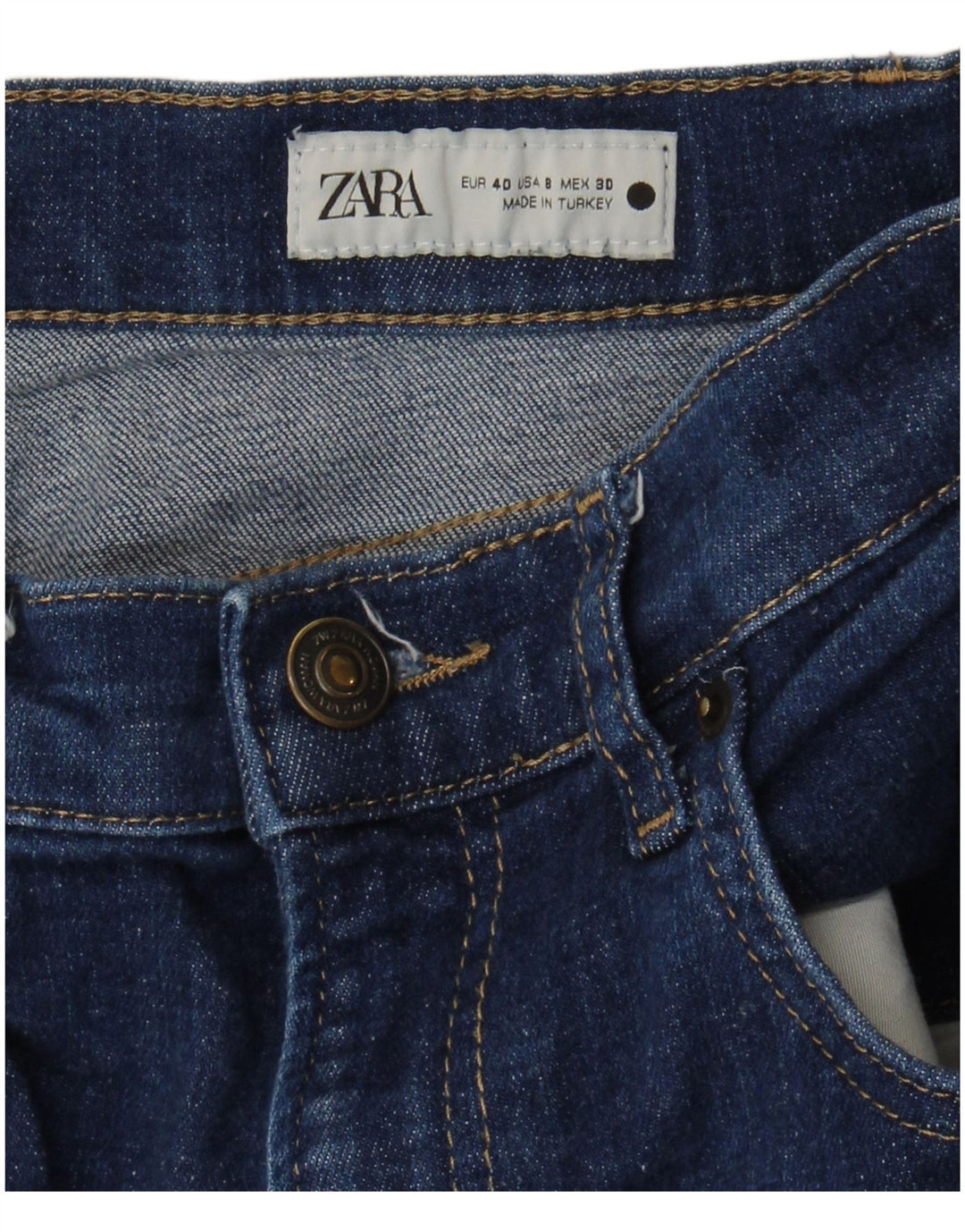 Zara Jean court pour femme EU 40 Medium W30 L25 Bleu