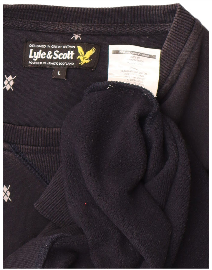 Lyle & Scott Sweat-shirt pour hommes, grand, bleu marine à pois