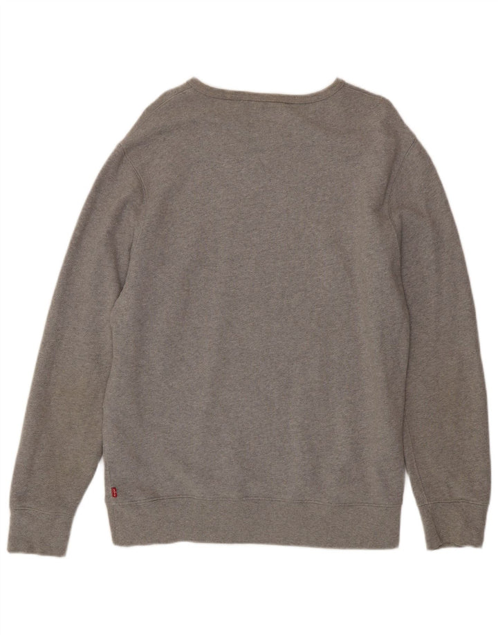 Levi's Graphic Sweatshirt Jumper Large Homme Gris Moucheté Coton