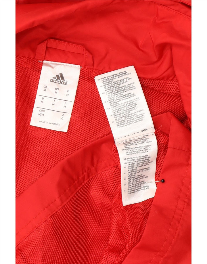 Adidas Veste de pluie à capuche pour homme UK 38 Medium Rouge Nylon