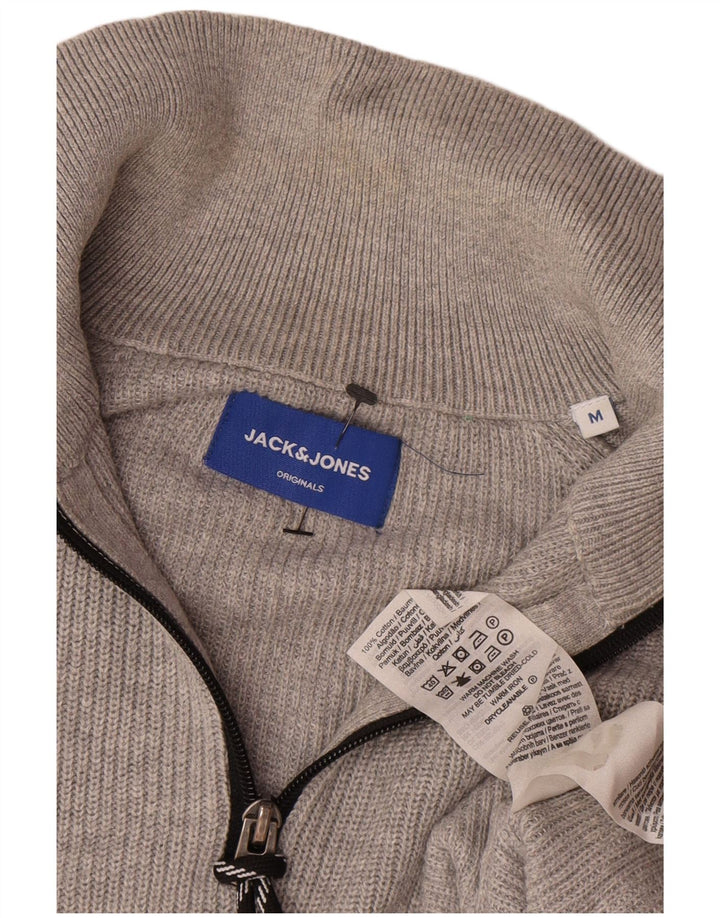 Jack & Jones Pull Col Zippé Homme Gris Moyen Coton