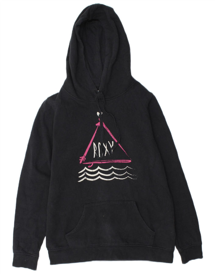 Roxy Pull à capuche graphique pour femme UK 14 Coton noir moyen