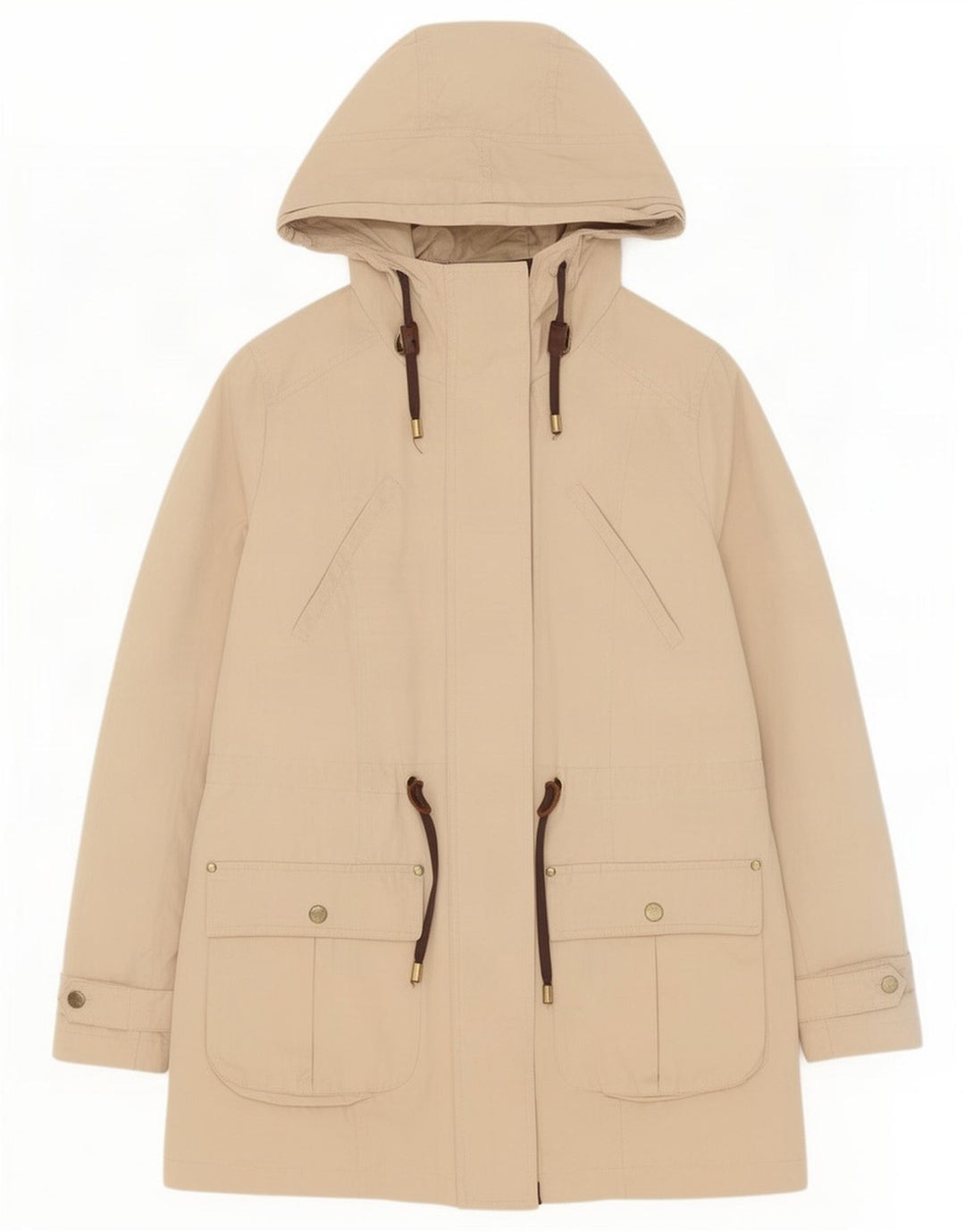 Zara Veste Parka à capuche pour femme UK 14 Polyester beige moyen