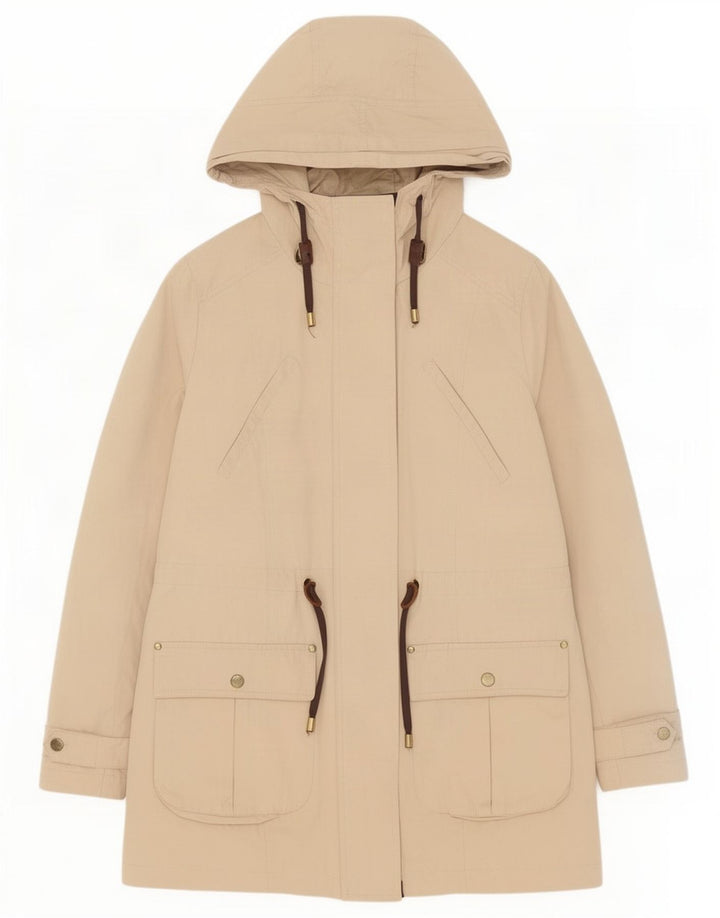 Zara Veste Parka à capuche pour femme UK 14 Polyester beige moyen