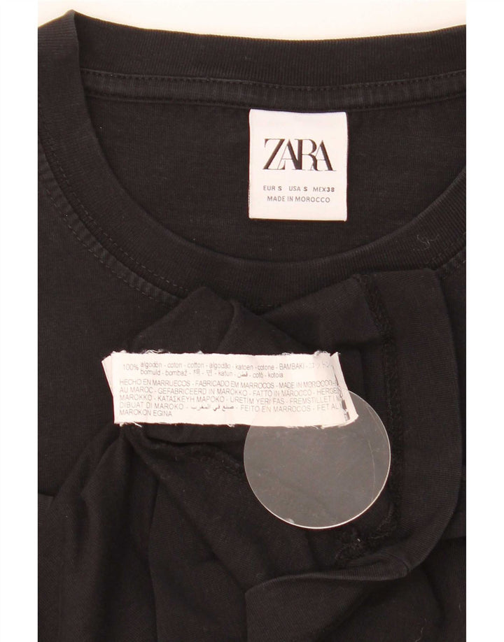 Zara Mens Graphic T-Shirt Top Petit Noir Coton