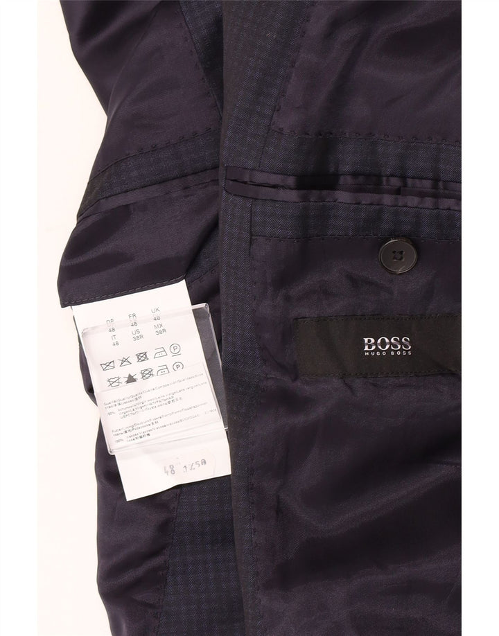 Hugo Boss Veste blazer à 2 boutons pour homme IT 48 Bleu marine moyen vichy
