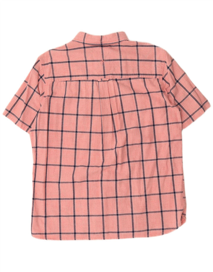 Fat Face Chemise à manches courtes pour homme en coton à carreaux roses