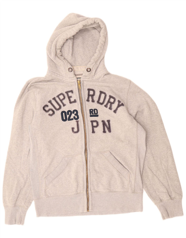 SUPERDRY Pull à capuche zippé graphique pour hommes, grand coton gris