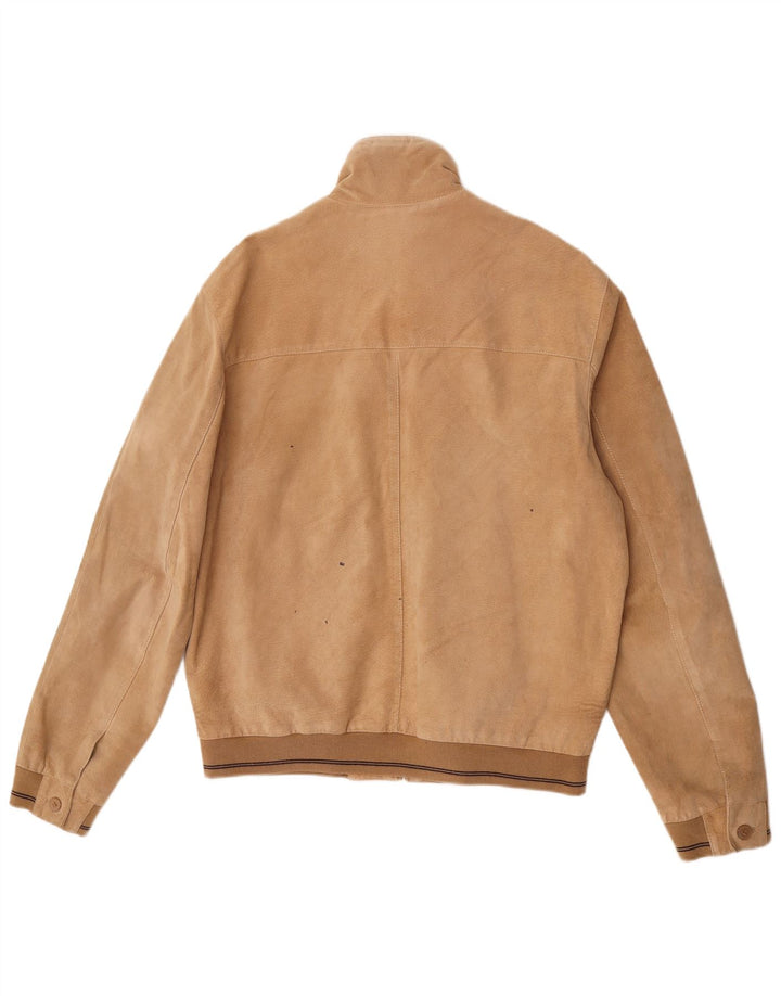 vintage Mens Suede Bomber Jacket IT 50 Grand Cuir Marron