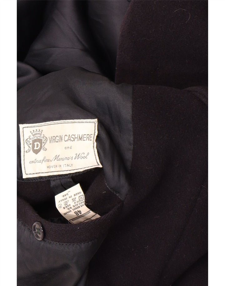 vintage Homme Pardessus IT 48 Laine Vierge Bleu Marine Moyenne