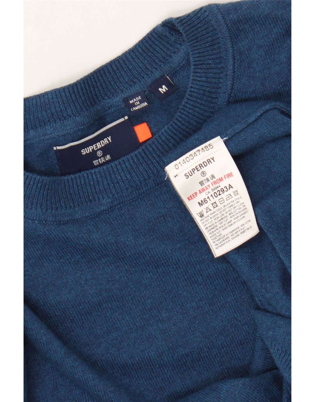 Superdry Pull Col Ras Du Cou Homme Bleu Moyen Coton