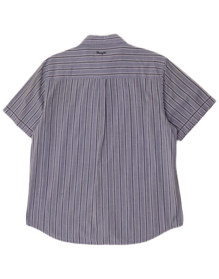 Wrangler Chemise à manches courtes pour homme en coton à rayures bleues