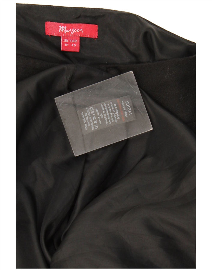 Monsoon Jupe trapèze pour femme UK 12 Medium W32 Laine géométrique noire