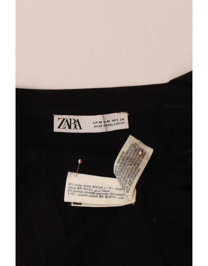 Zara Femme Crop Cami Top UK 12 Medium Noir Viscose