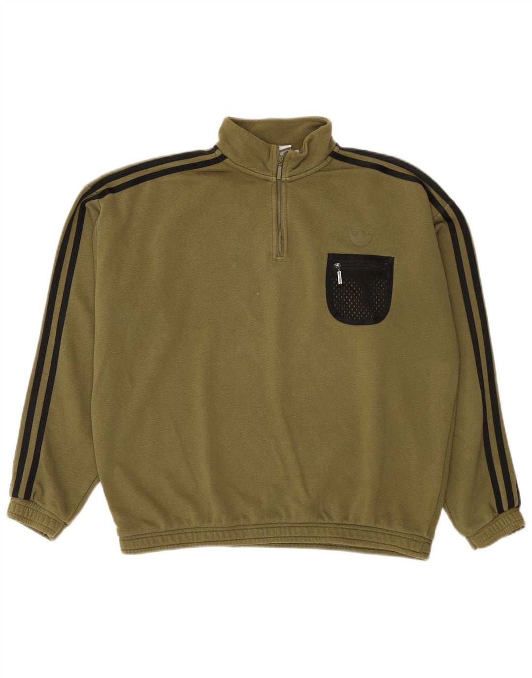 Adidas Pull surdimensionné à col zippé pour femme UK 12 Kaki moyen