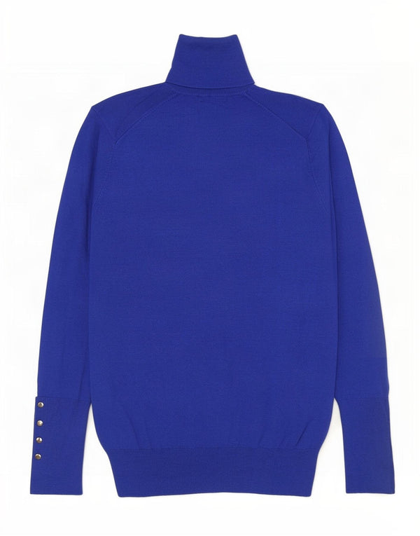 Zara Pull col roulé pour femme UK 10 Small Bleu Viscose
