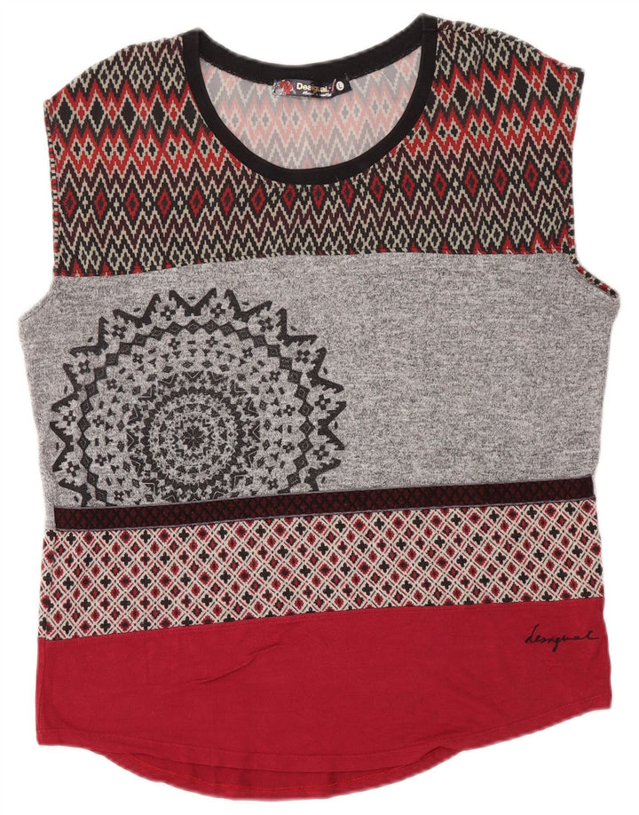 Desigual Femme Débardeur UK 14 Large Multicolore Géométrique