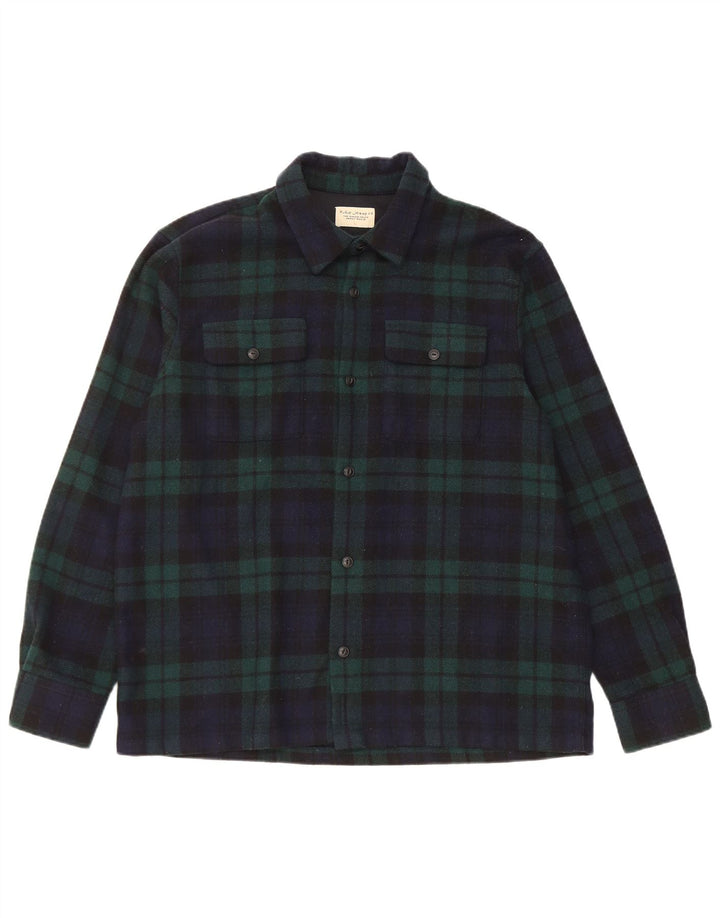Nudie Jeans Chemise en flanelle pour homme en laine à carreaux bleu marine