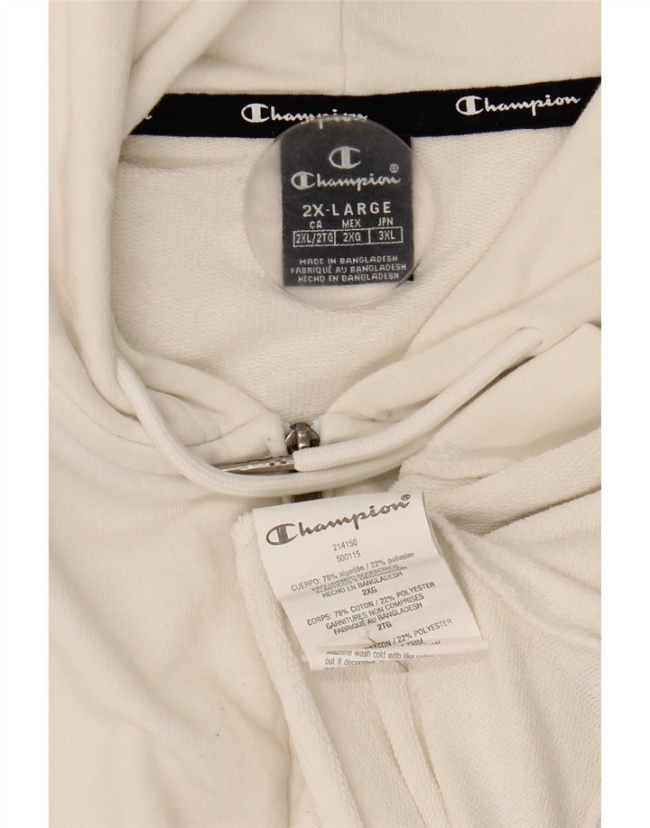 Champion Pull à capuche zippé pour homme 2XL en coton blanc